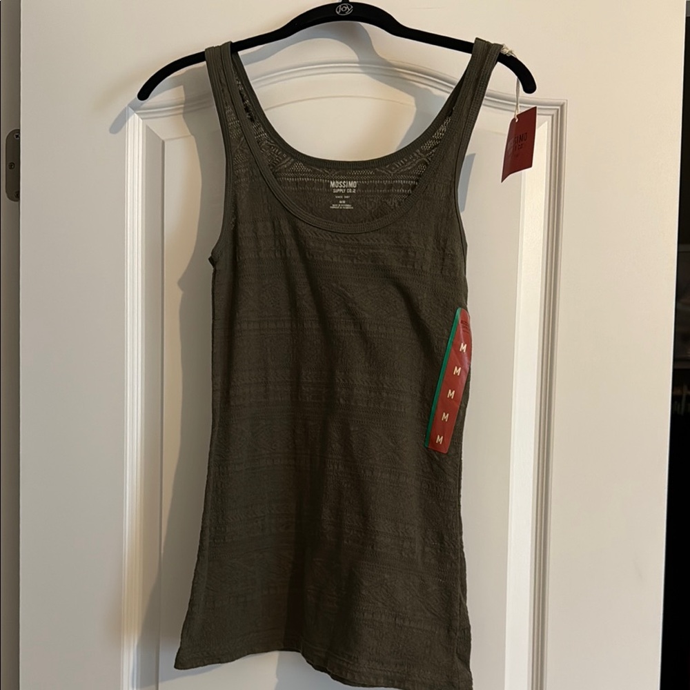 Mossimo Supply Co. Olive Green Fitted Ribbed Tank Top